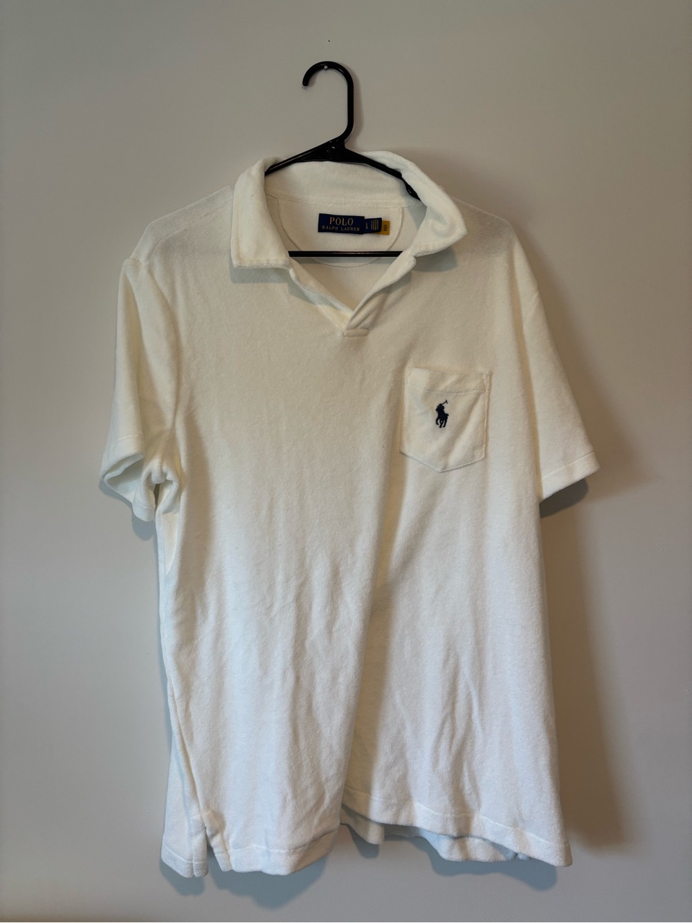 Polo by Ralph Lauren White Terry Pocket Polo with Navy Pony